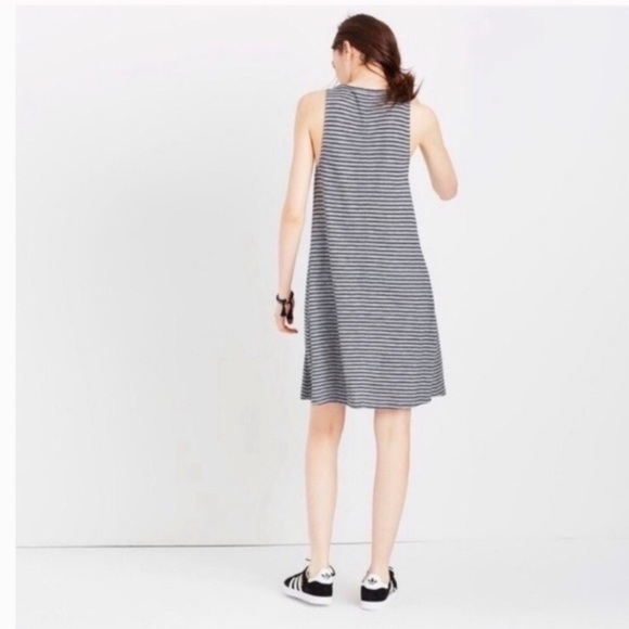 Madewell Highpoint tank dress black + gray striped - Picture 2 of 5